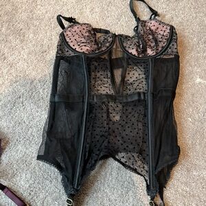 Victoria's Secret Black and Pink Lace Bustier